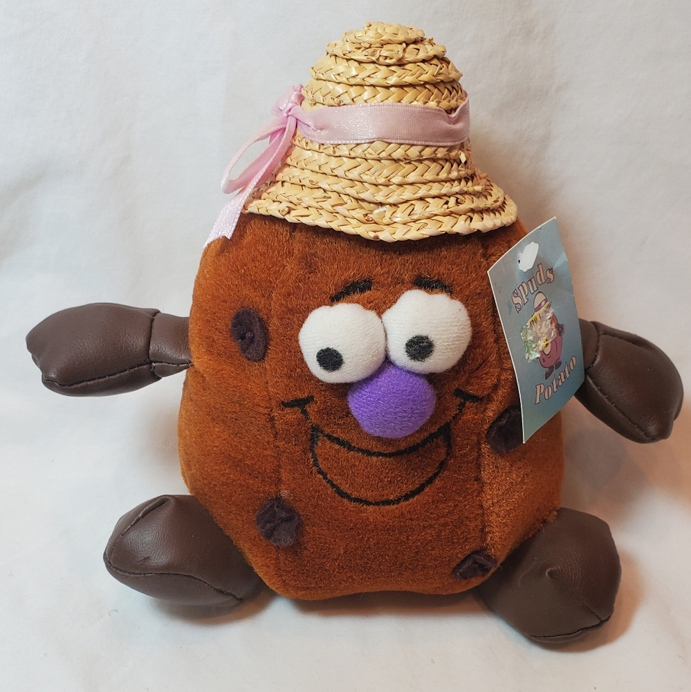 Vegetable Friends Vtg 1996 Spuds Potato Plush Toy Box Creations Straw Hat Tags